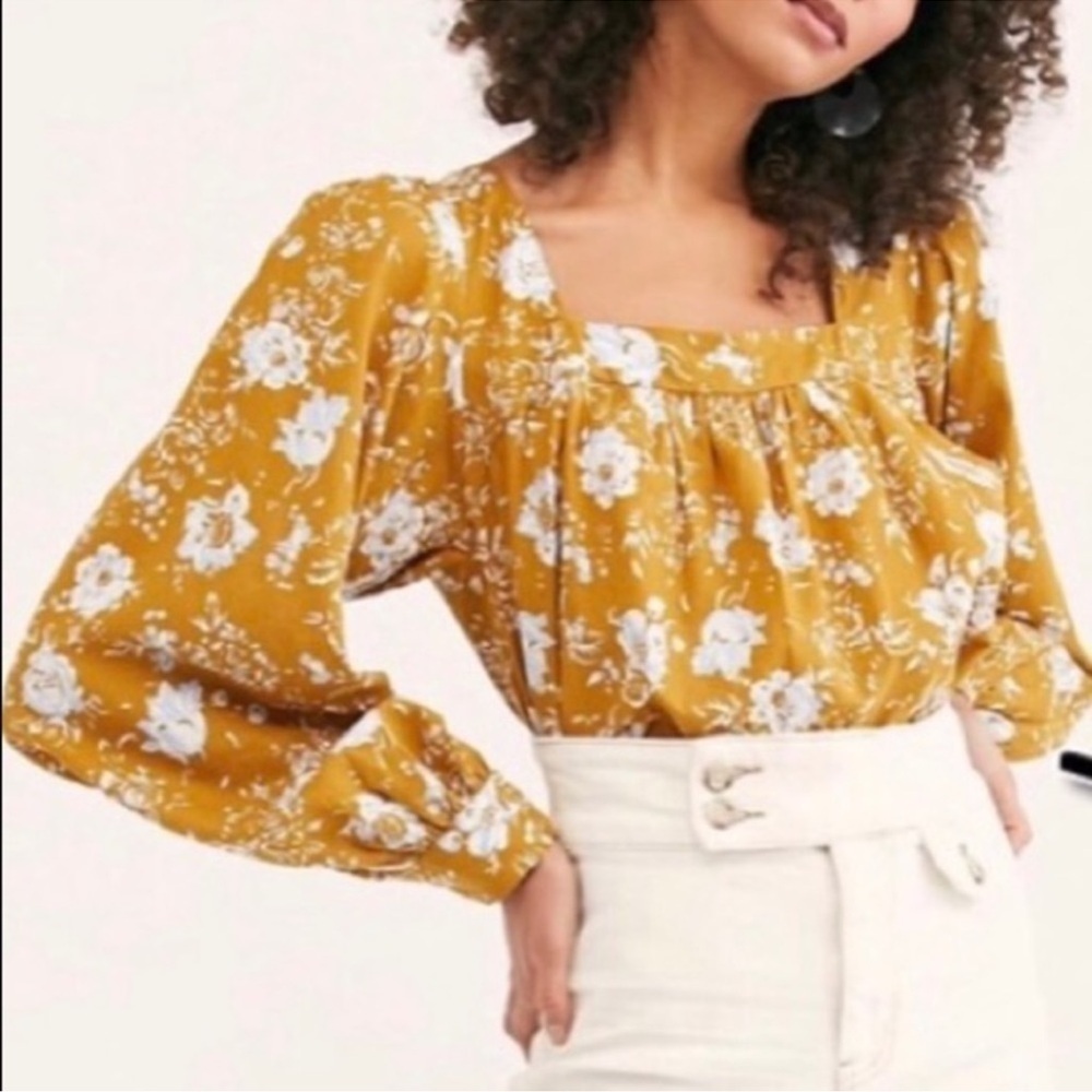 Free People linen blend crop back tie Top